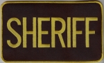 SHERIFF Medium Gold on Black Back Panel Patch 8 X 5